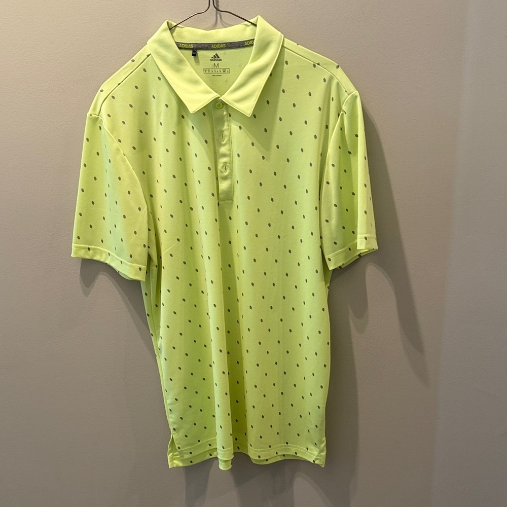 Adidas Men's Neon Yellow Polo with gray mini pinecones